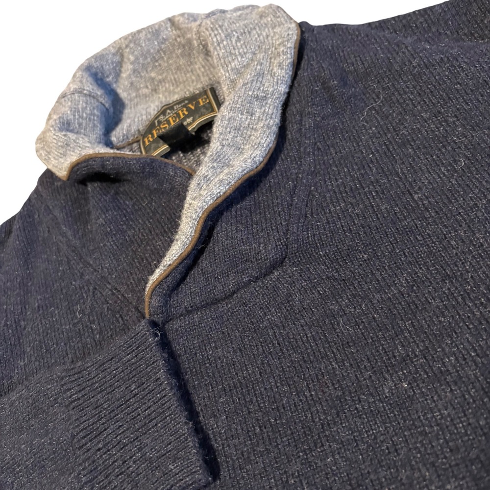 Jos. A. Bank Sweater Mens Fits L Navy Lambswool Blend Shawl Collar Pullover Knit